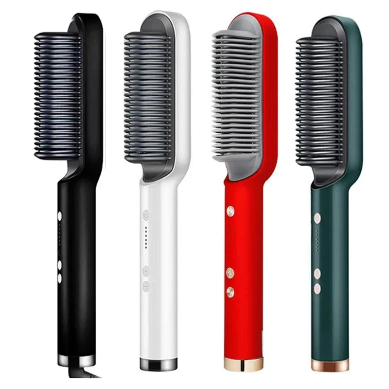 2-in-1 Hair Straightener Comb | Fast Heating Anti-Scald Hair Styling Brush