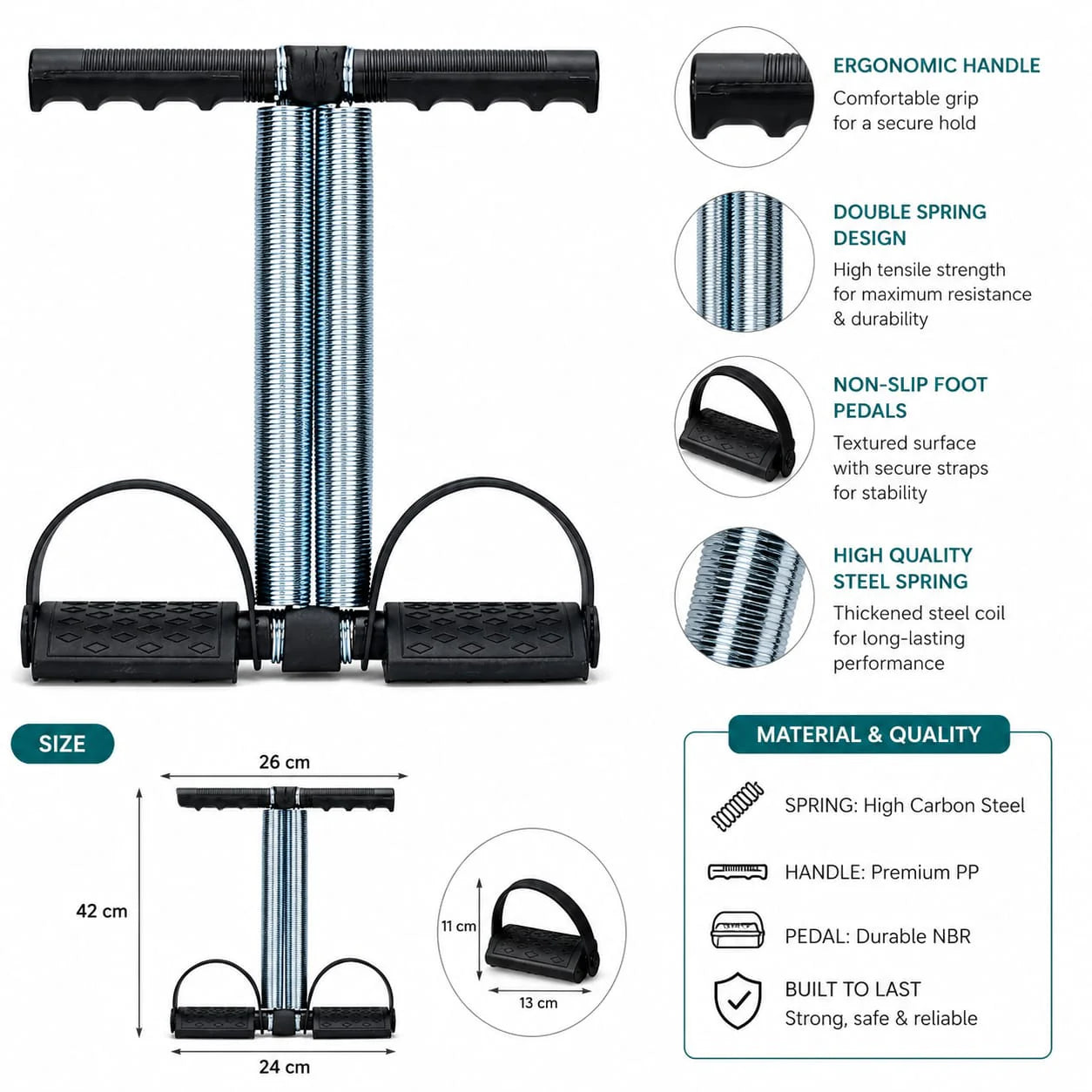 Double Spring Tummy Trimmer | Resistance Fitness Equipment for Home Gym