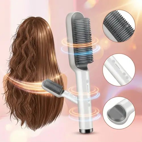 2-in-1 Hair Straightener Comb | Fast Heating Anti-Scald Hair Styling Brush